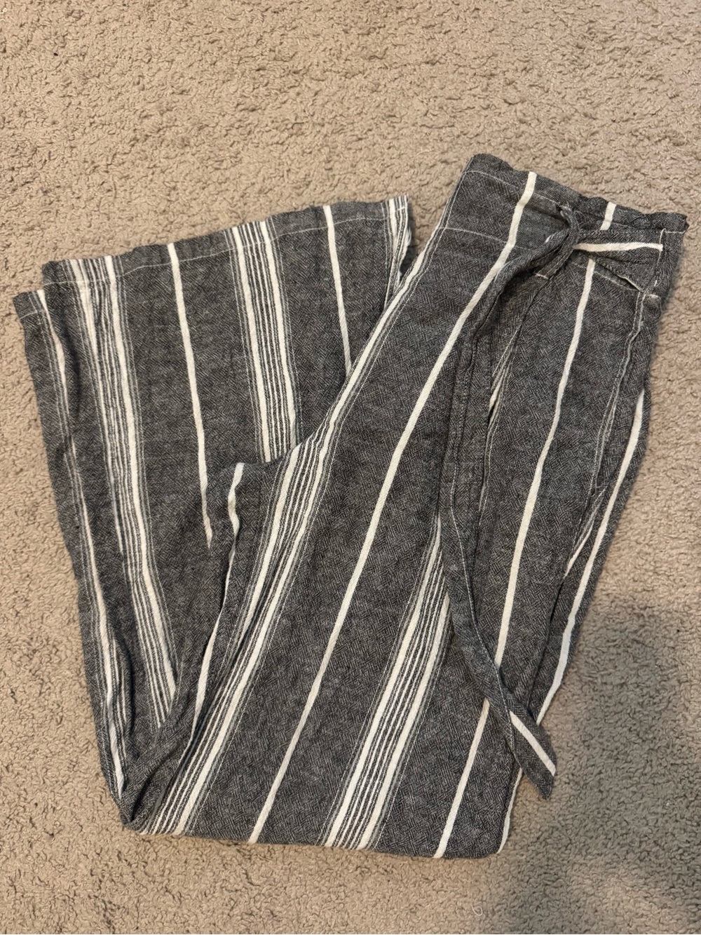 Striped Grey Wide-Leg Women's Pants